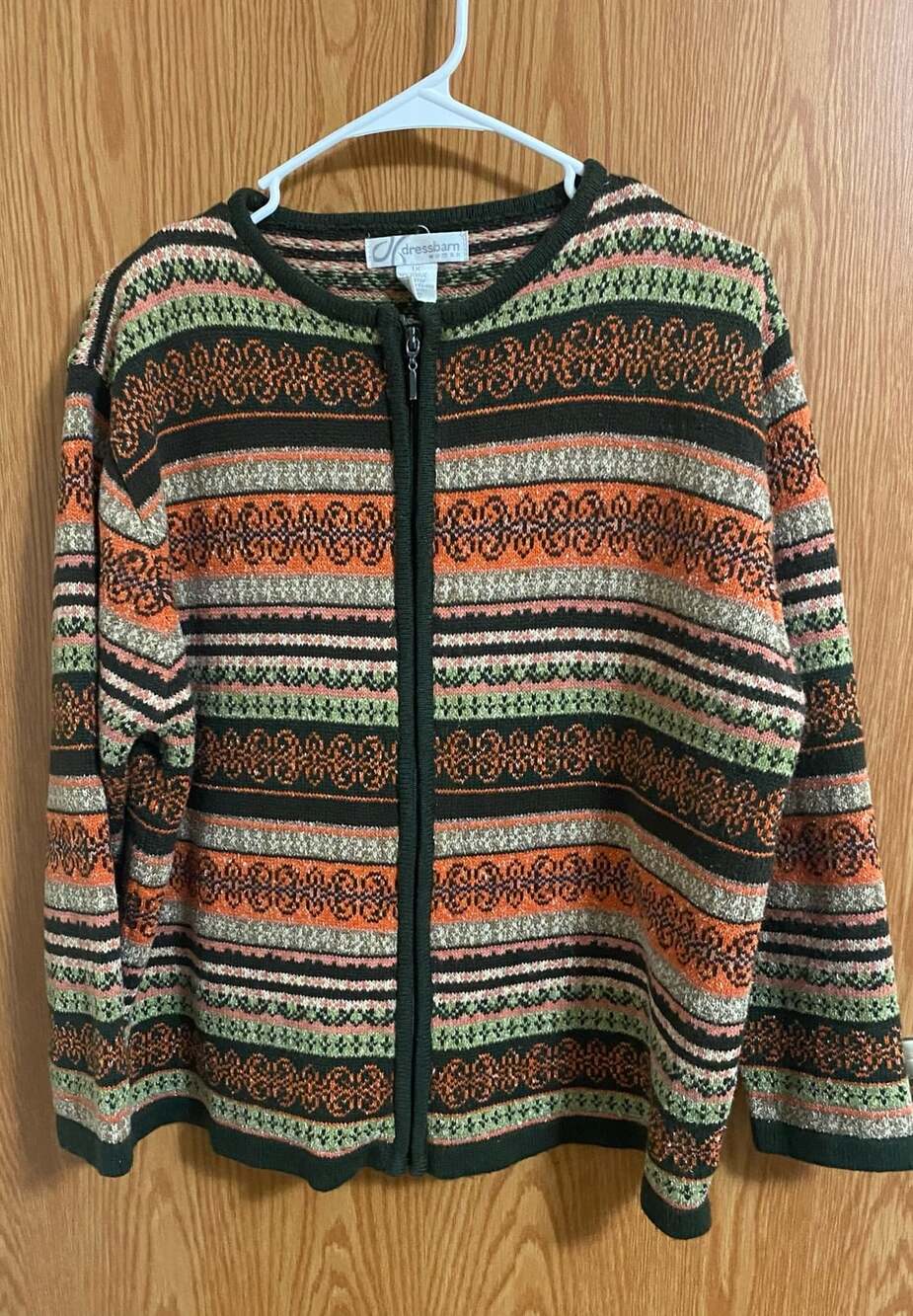 Dressbarn Woman Full Zip Sweater Size 1X Fair Isle Knit Cardigan